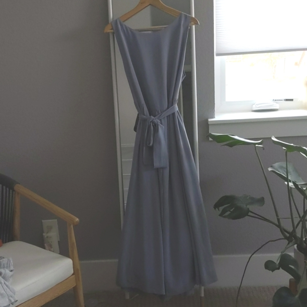 Custom dyed blue silk dress size s